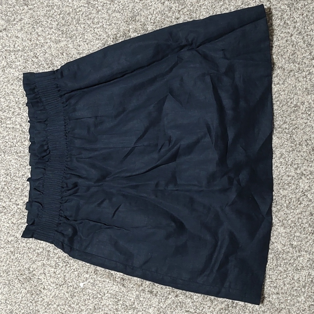 J Crew Navy Paper Bag Waist Linen Skirt